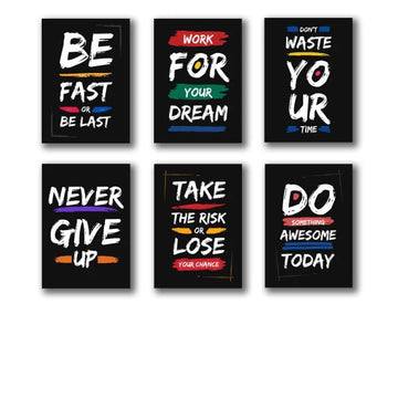 Set Of 6 Motivational Wooden Canvas