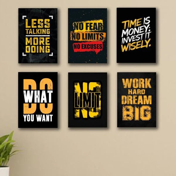 Set Of 6 Motivational Wooden Canvas