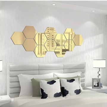 (pack Of 12) 3d Acrylic Hexagon Simple Mirror-surface