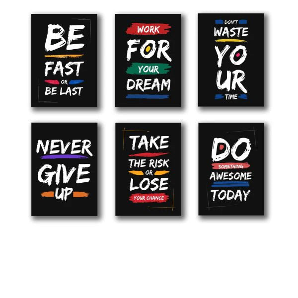 Set Of 6 Motivational Wooden Canvas
